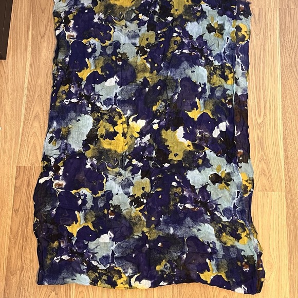 Hobbs London Scarf Purple And Leather Lightweight Semi Sheer Long - Picture 6 of 7